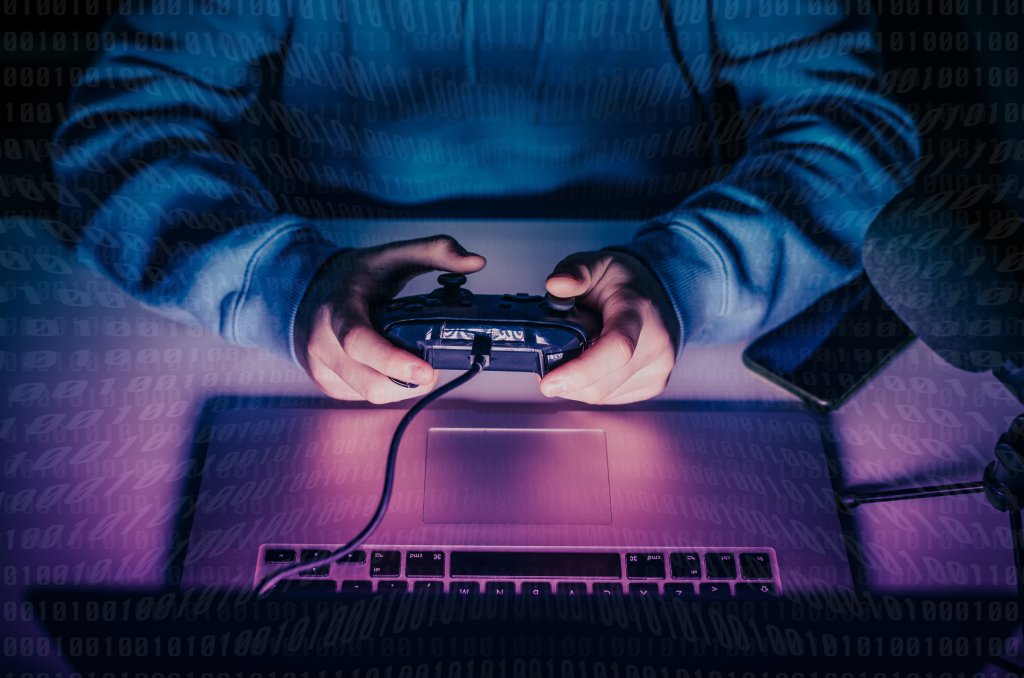 Teen gaming online. Friendship, fun, contact network concept. Internet game, group of remote gamer