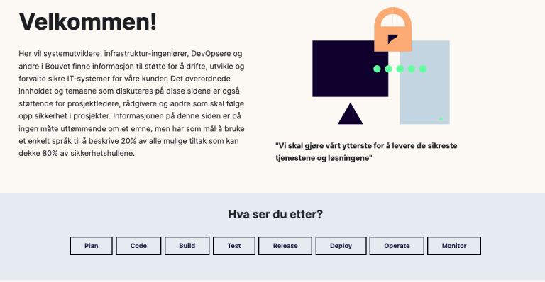 Skjermbilde av forsiden til sikkerhet.bouvet.no