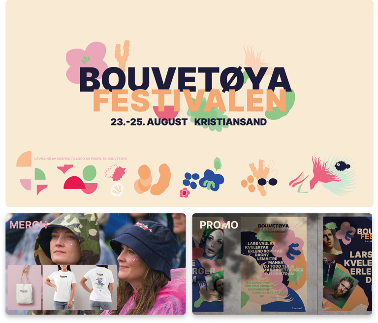 Biilder fra Gry sitt design på Bouvetøyafestivalen