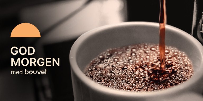 Bilde av kaffekopp og logo til frokostmøtene til Bouvet 