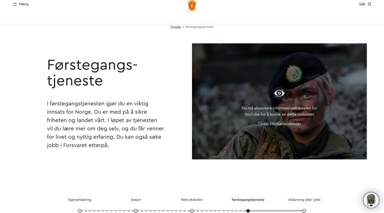 Skjermbilder fra forsvaret.no